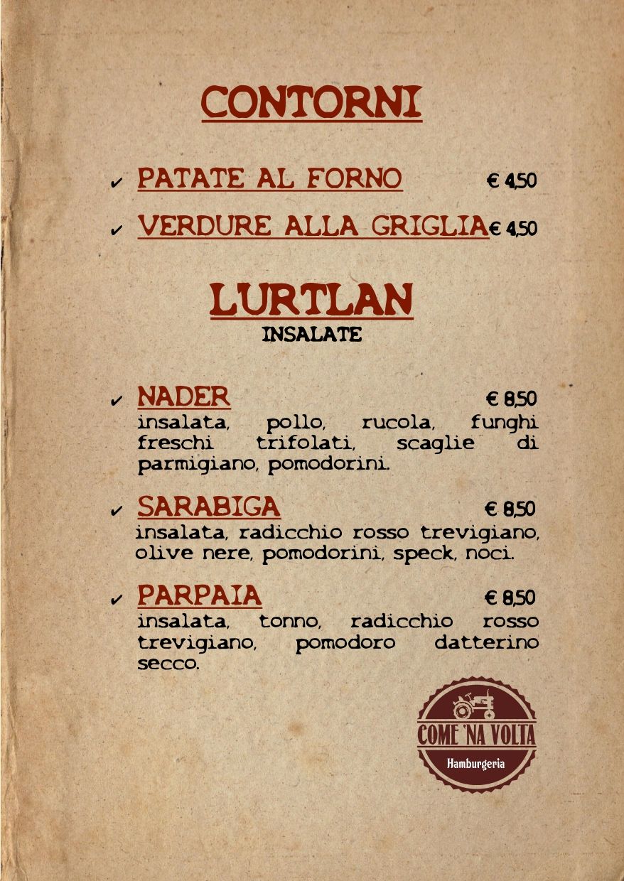 come na volta menu interattivo